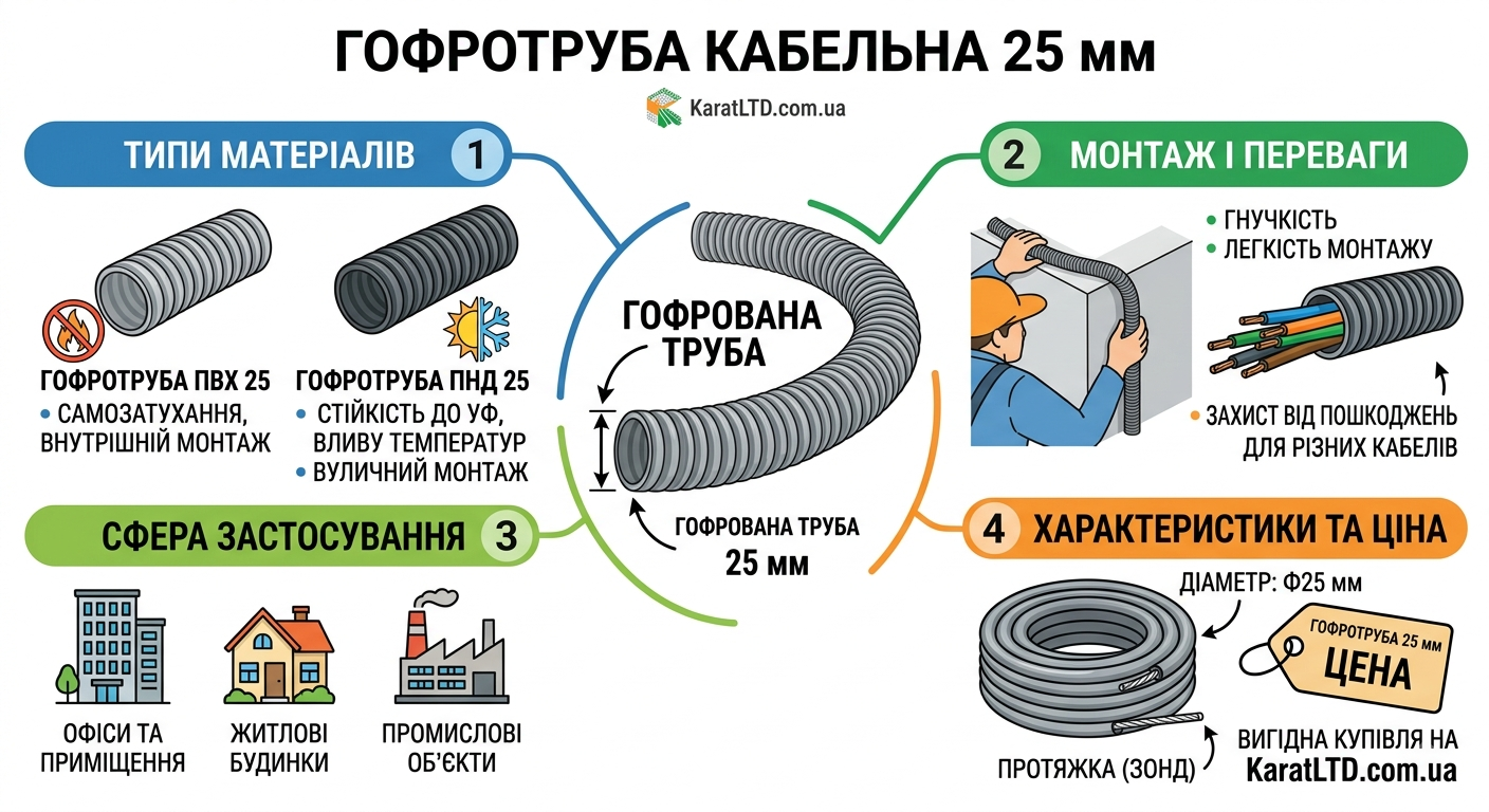 Кабельна гофротруба 25 мм у Києві